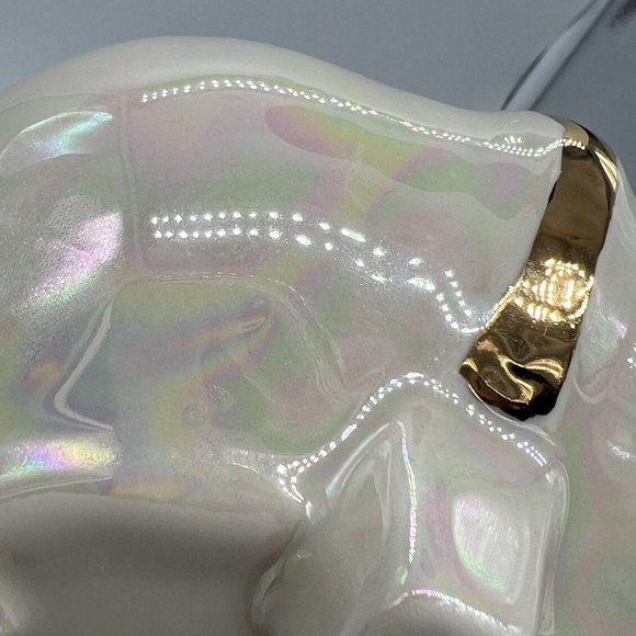 Holley Rose Iridescent 22K Gold Accent Footed Candy  Jar Trinket Read - Picture 7 of 10